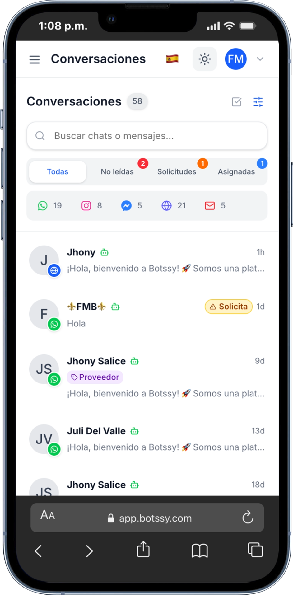 Botssy Mobile - Conversaciones